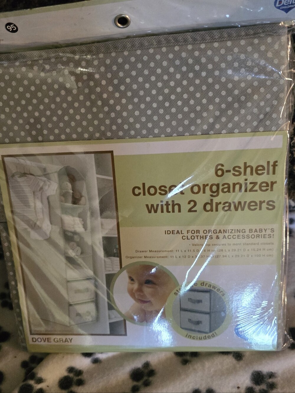 New 6-Shelf Closet Organizer with 2 Drawers - Dove Gray